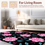 Pink Flower And Leaf Pattern Rug
