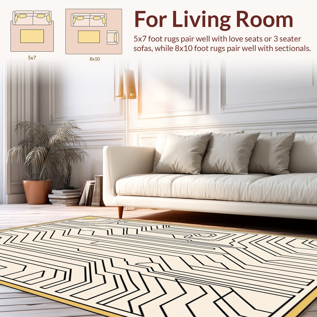 Abstract Circuit Board Linear Pattern Rug
