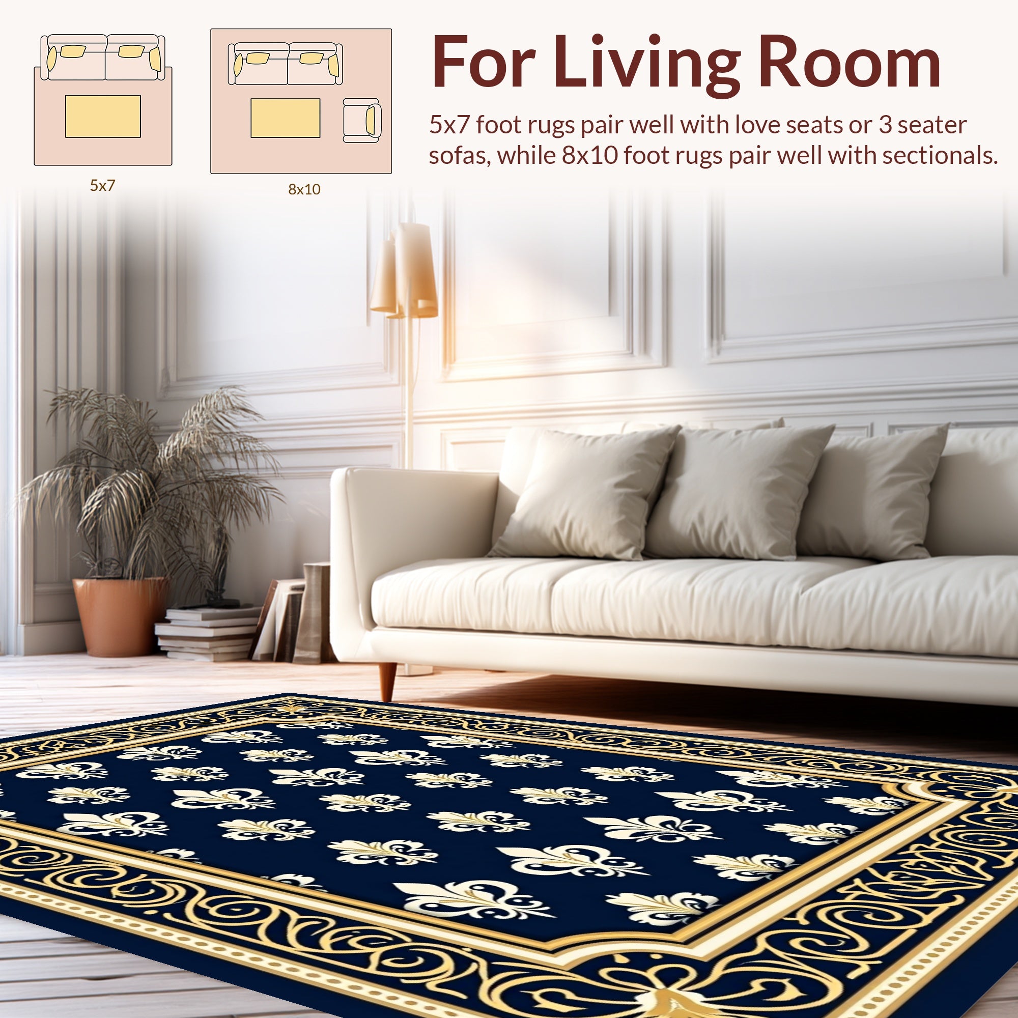 Regal Fleur De Lis Pattern Rug
