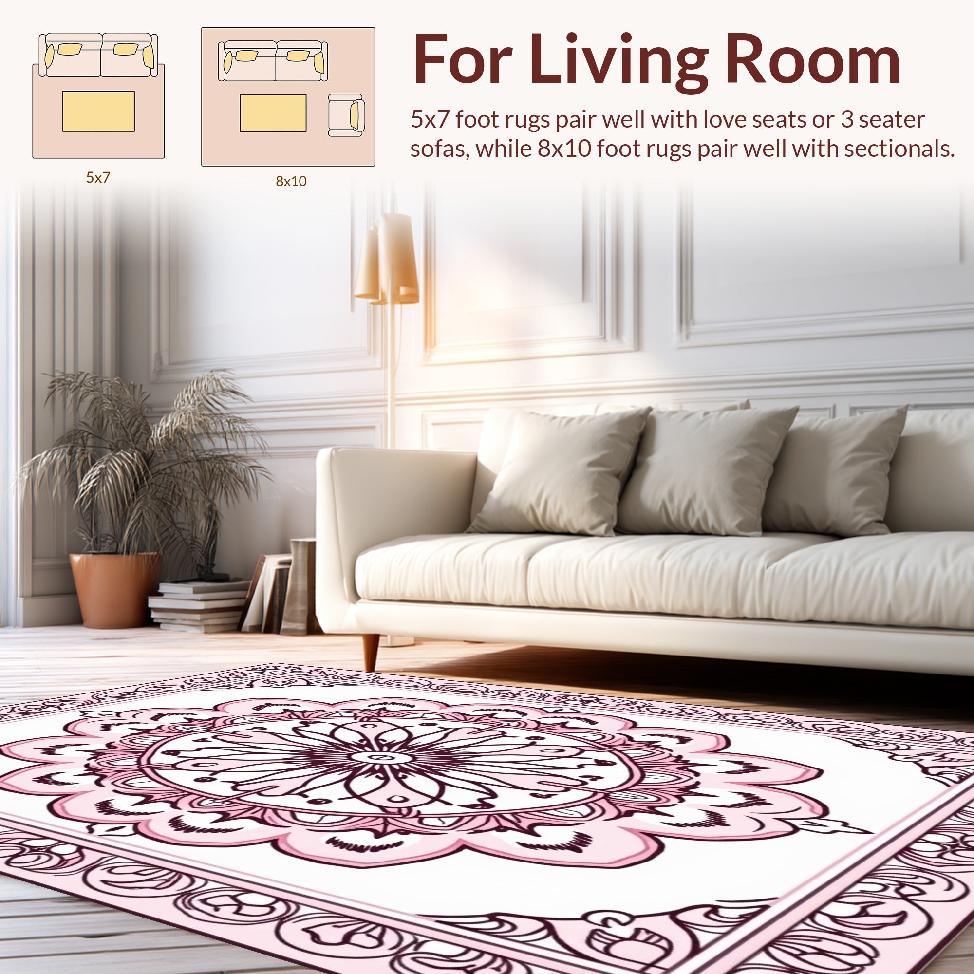Delicate Pink Mandala Floral Pattern Rug