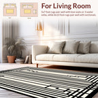 Abstract Black Geometric Lines Rug