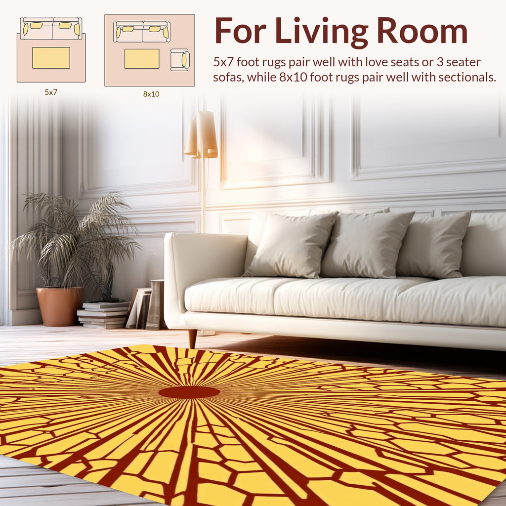 Radiant Sunburst Geometric Pattern Rug