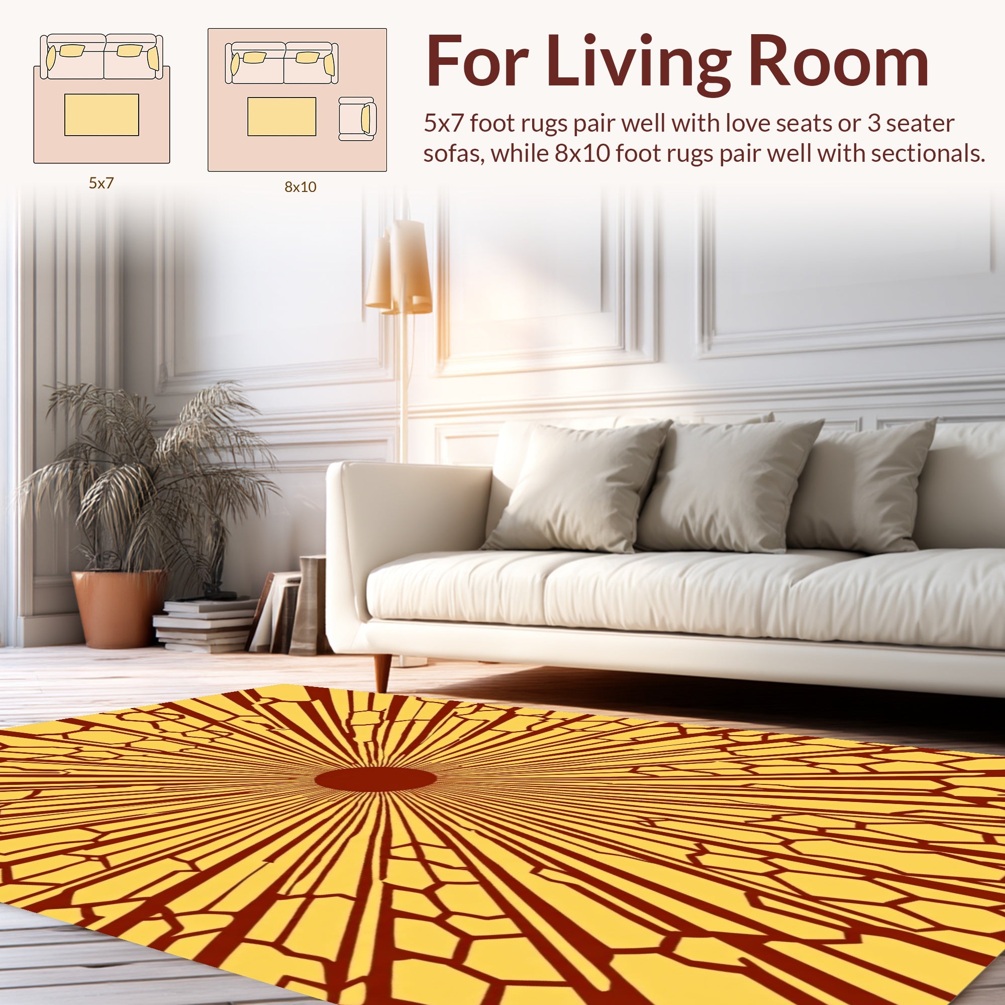 Radiant Sunburst Geometric Pattern Rug