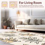 Botanical Line Art Beige Pattern Design Rug