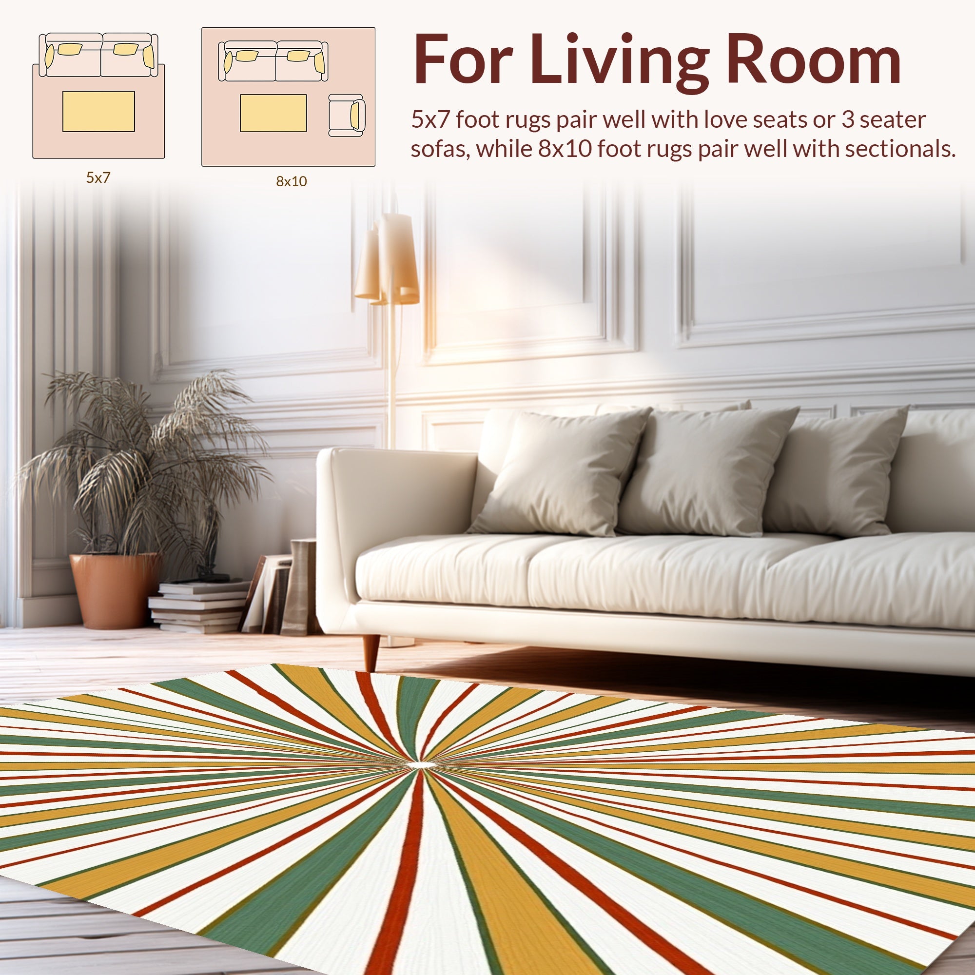 Radiating Stripes Geometric Pattern Rug