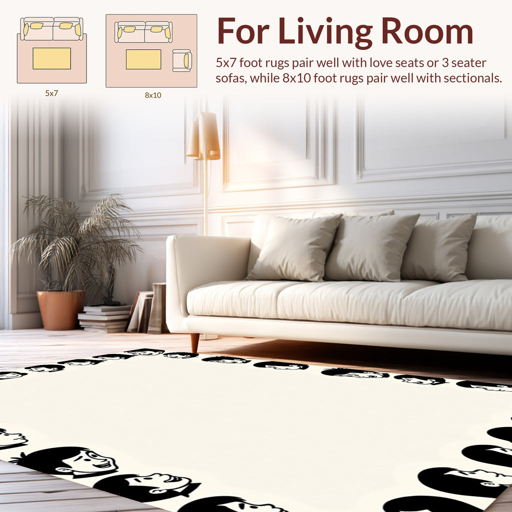 Friendly Faces Border Pattern Rug