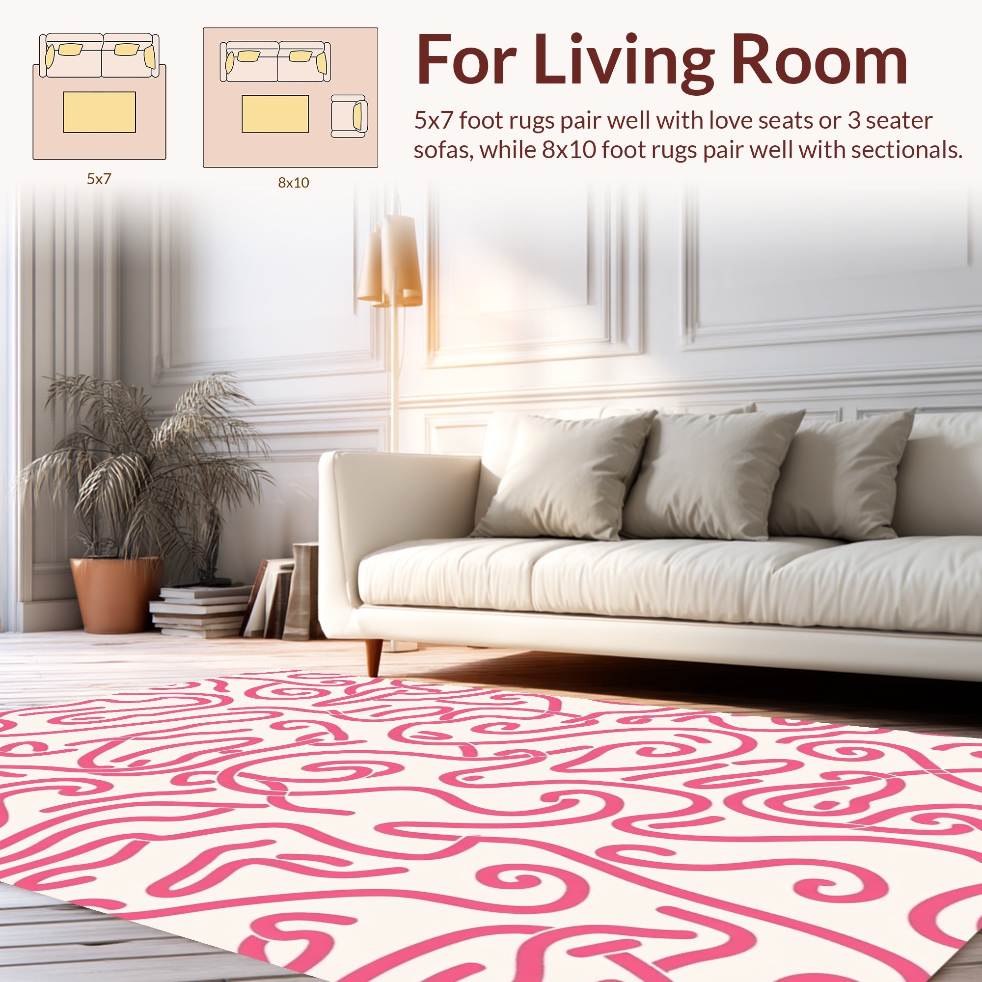 Abstract Pink Swirl Pattern Rug