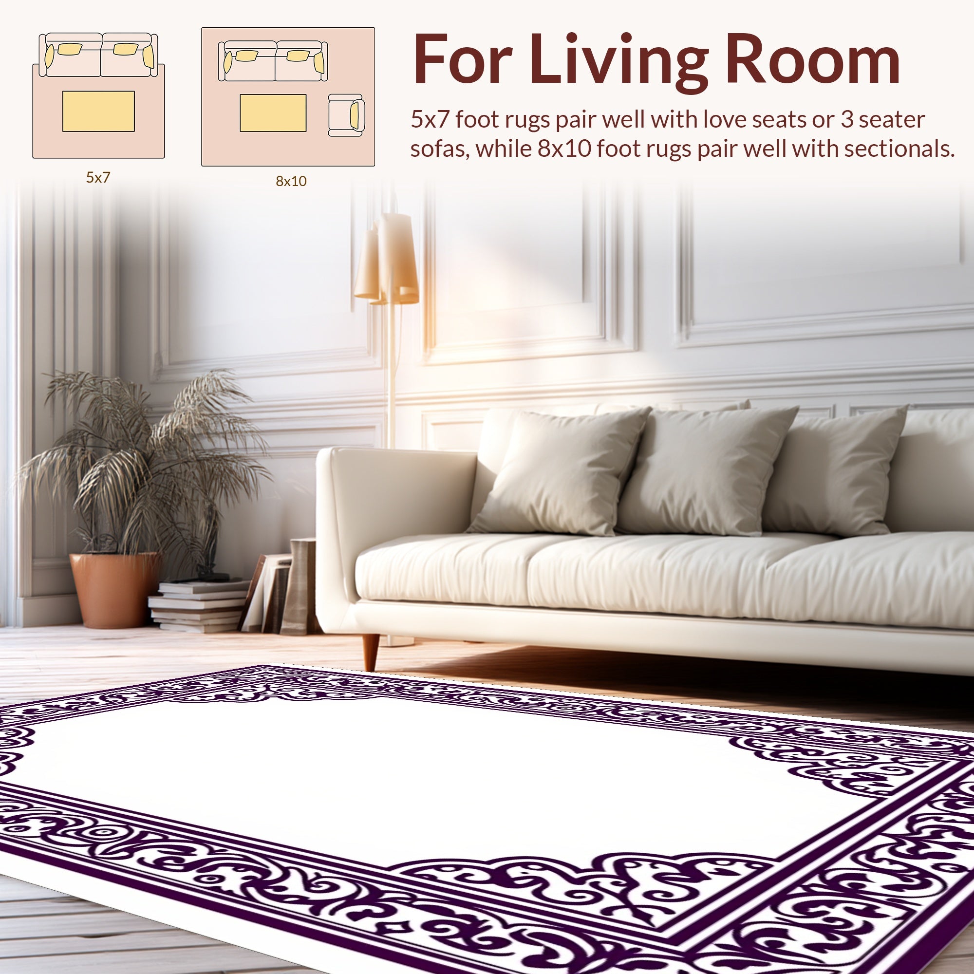 Intricate Floral Border Design Rug