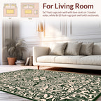 Elegant Dark Green Floral Arabesque Design Rug