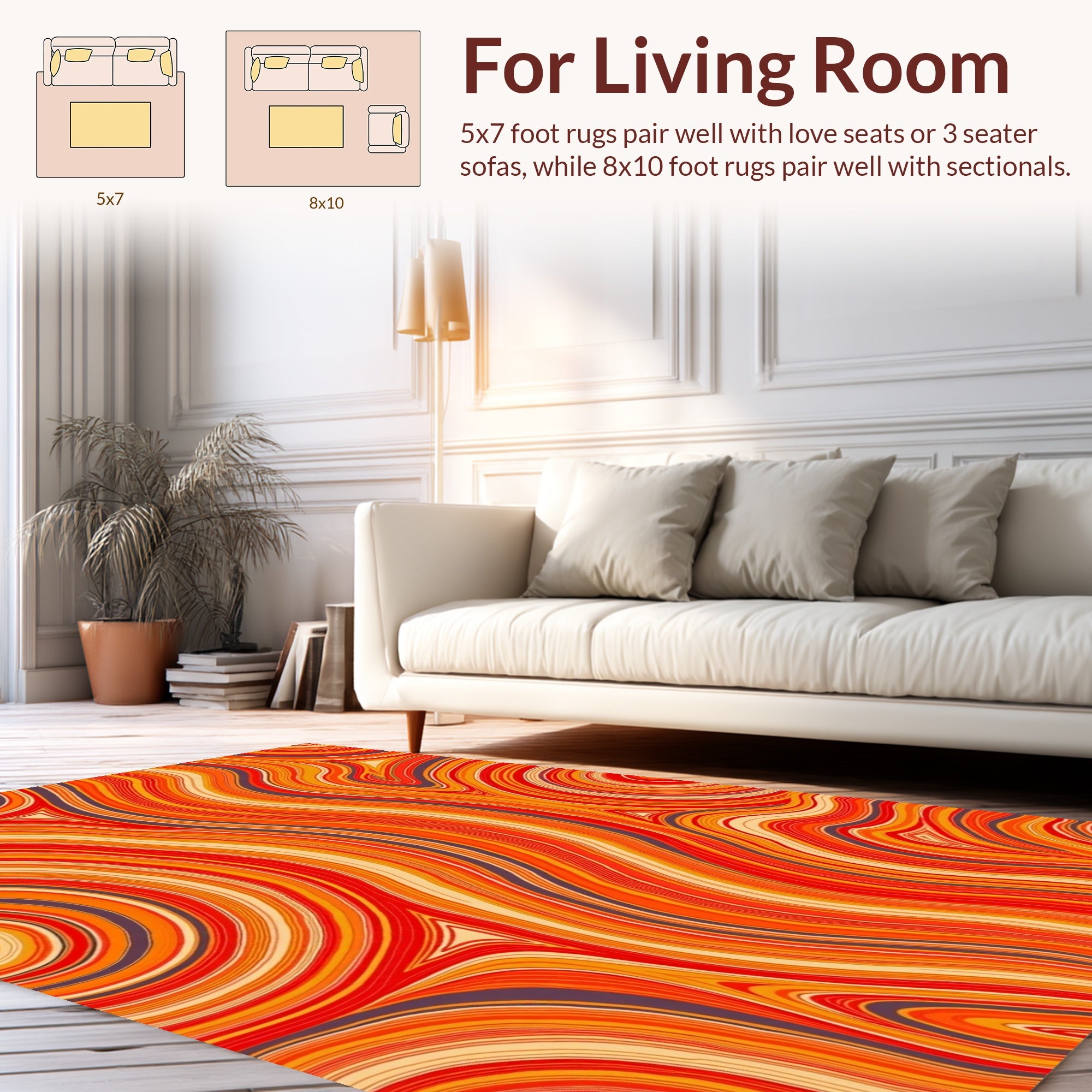 Vibrant Swirling Orange Stripes Rug