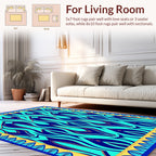 Abstract Teal And Navy Pattern Rug