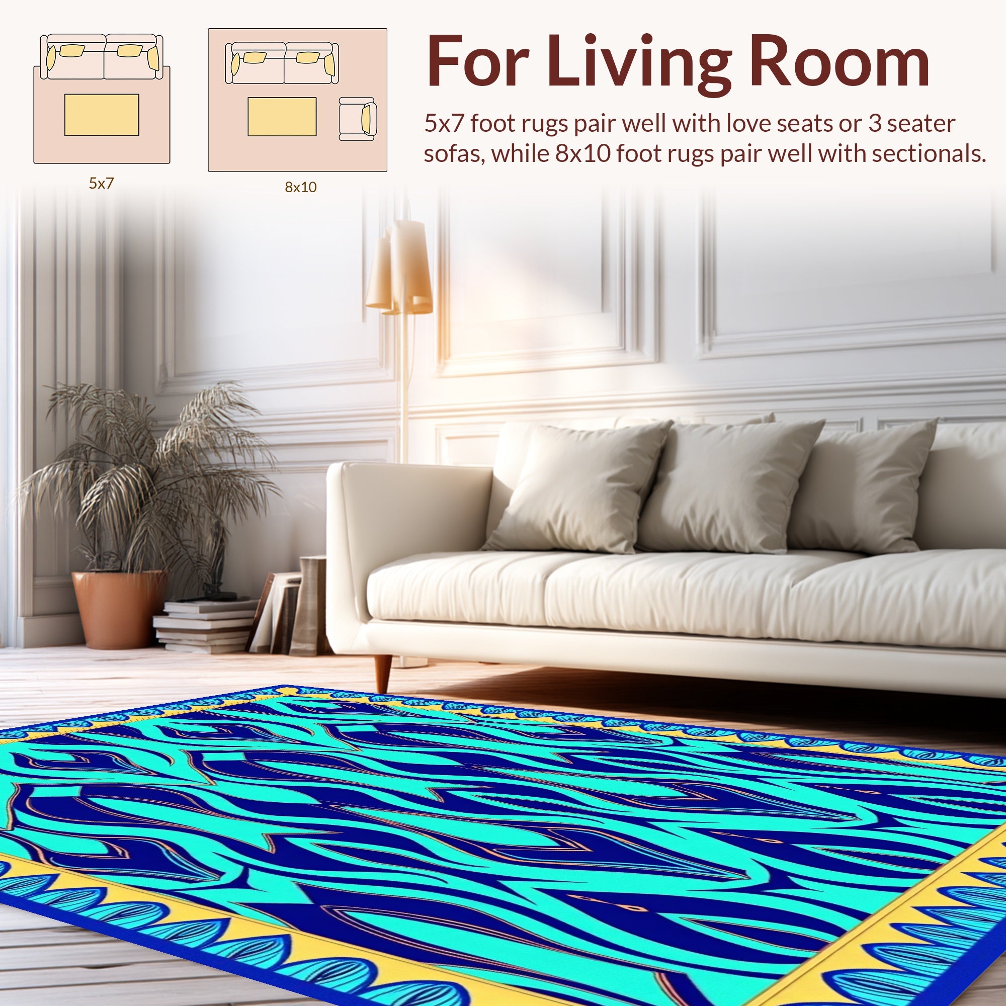 Abstract Teal And Navy Pattern Rug