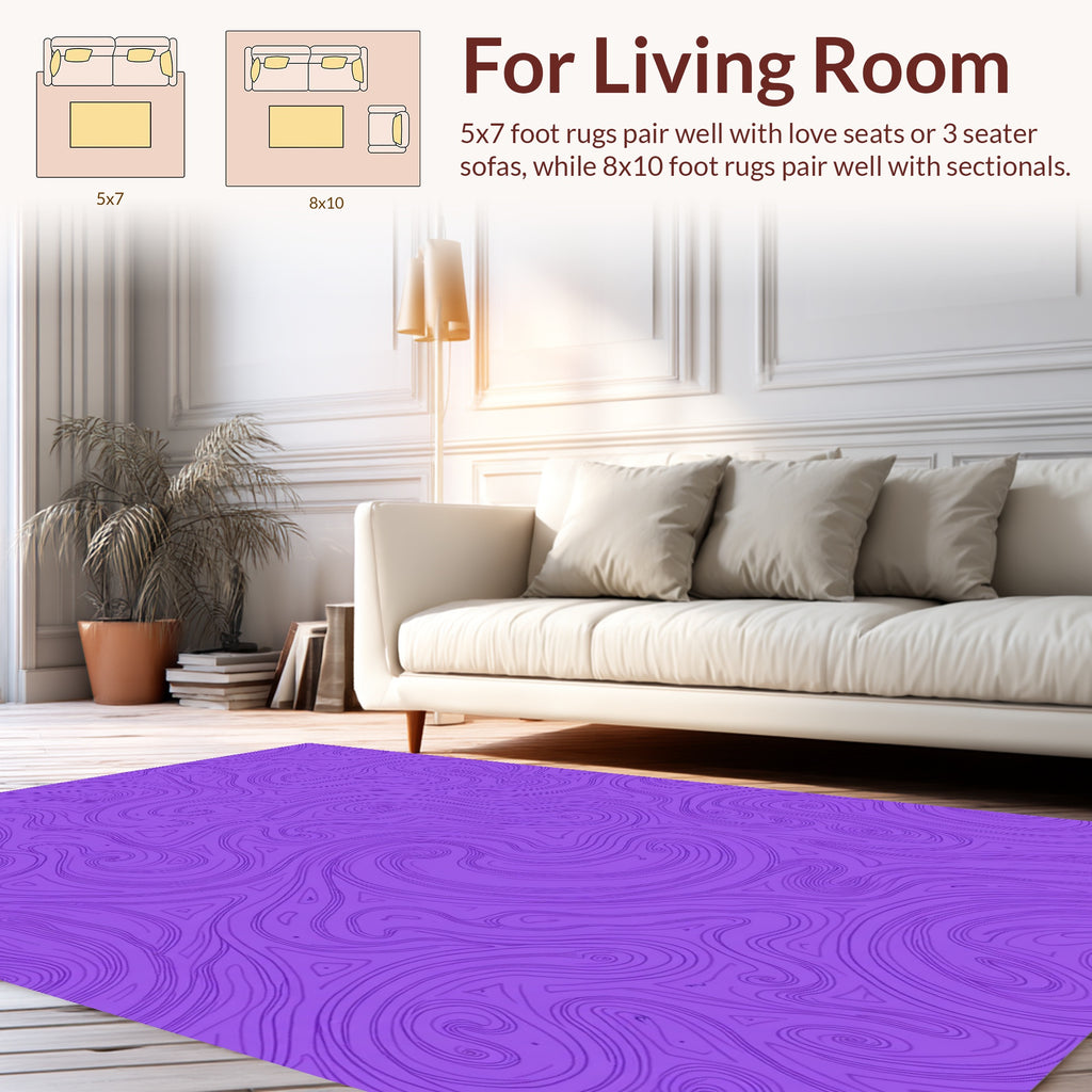 Abstract Swirl Contour Purple Rug
