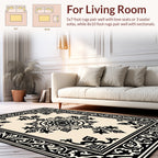 Classic Black Cream Ornate Floral Rug