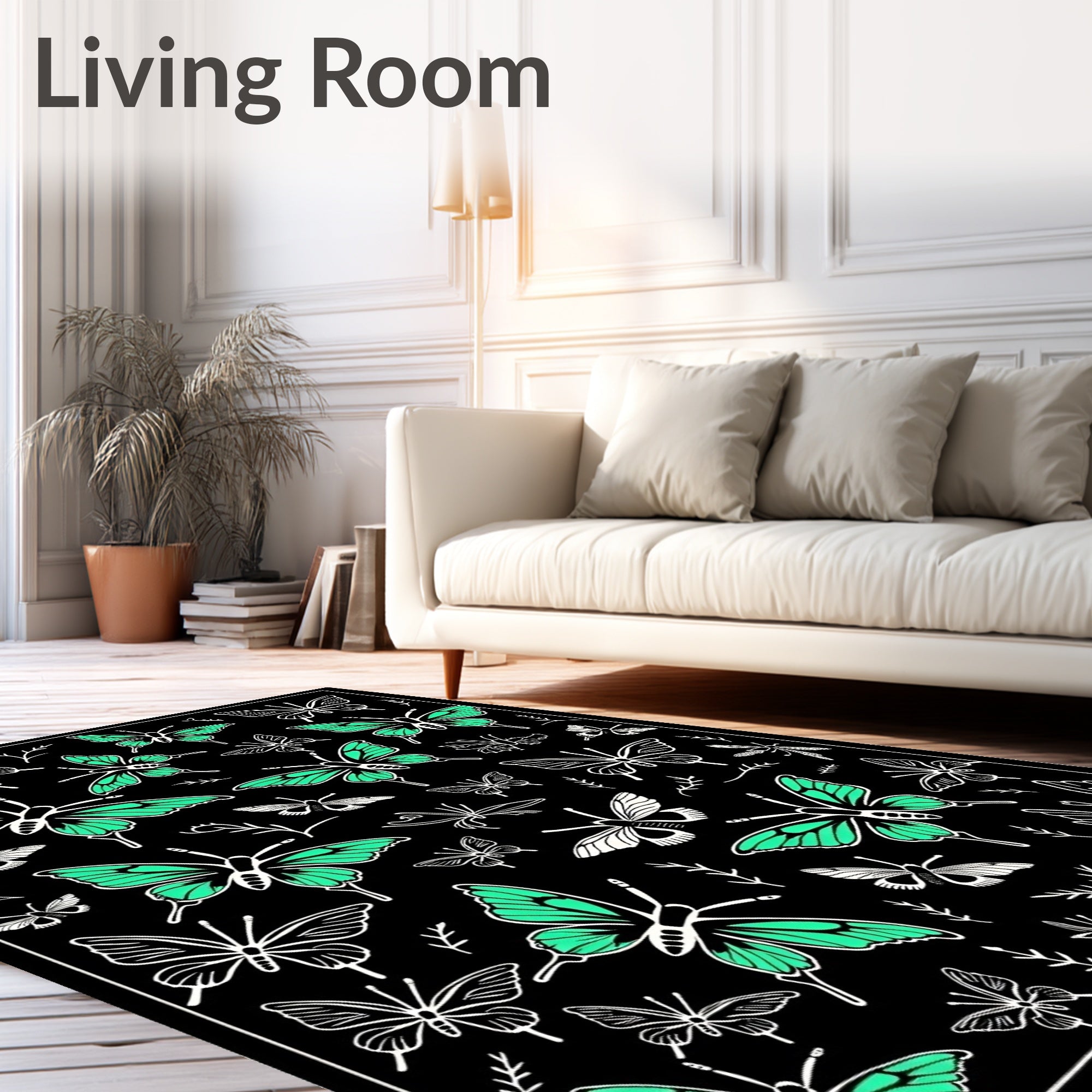 Emerald Wings Butterfly Scatter Rug
