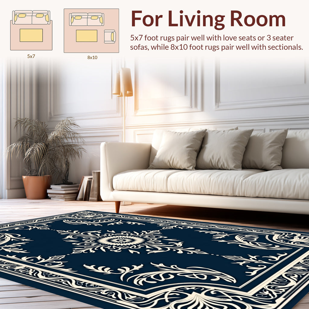 Elegant Floral Mandala Frame Rug