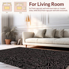 Abstract Pink Line Art Botanical Rug