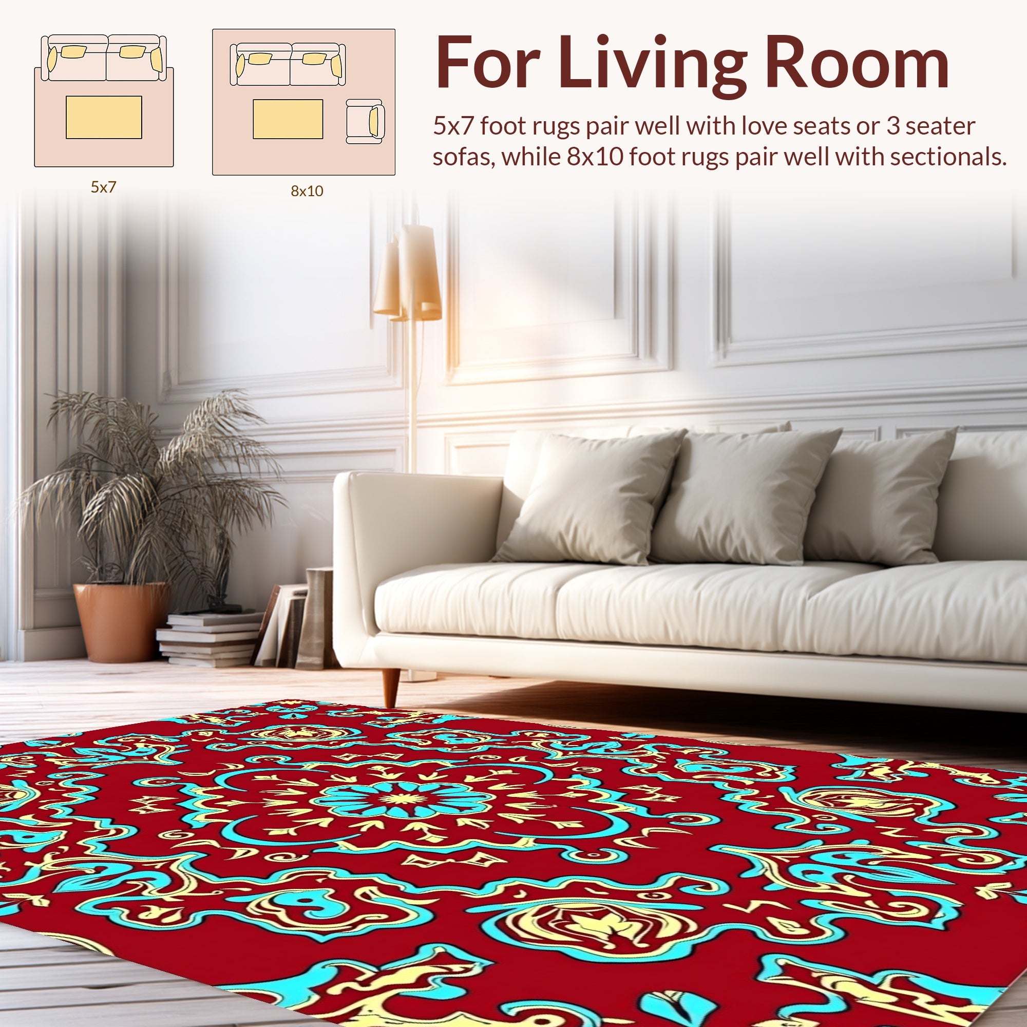 Red Floral Medallion Pattern Rug