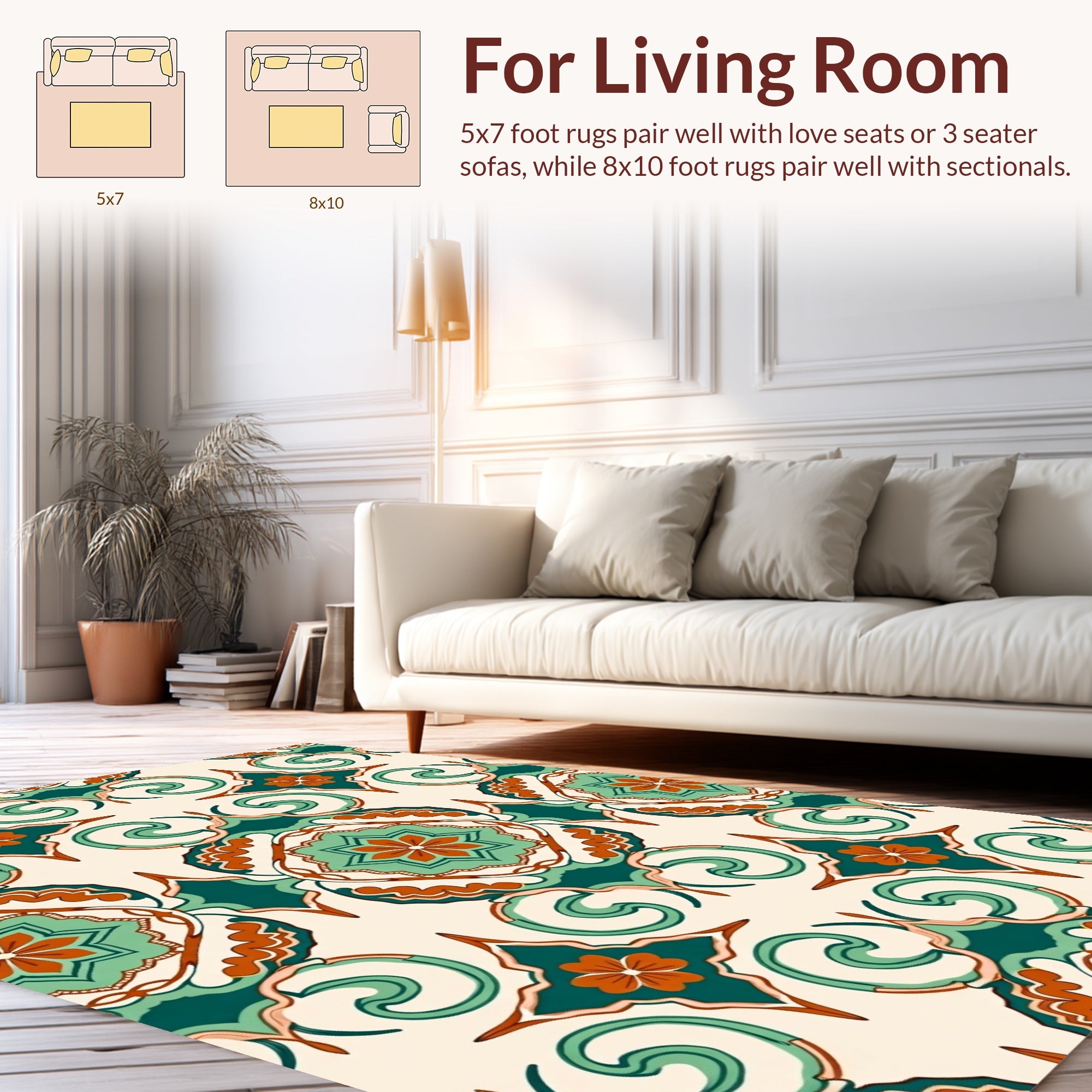 Floral Medallion Scrollwork Pattern Rug