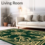Golden Emerald Art Nouveau Floral Rug