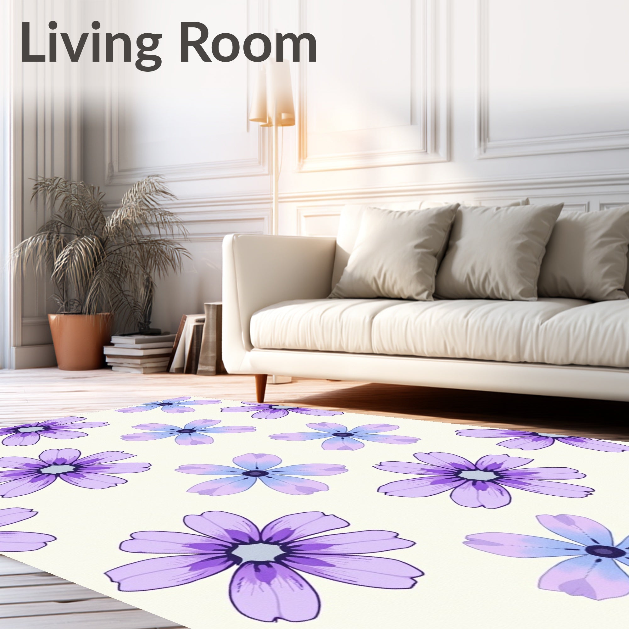 Purple Blue Floral Repeat Rug