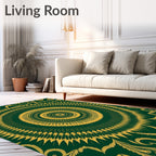 Emerald Gold Radiating Floral Medallion Rug