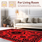 Bold Red Floral Sunburst Ethnic Rug