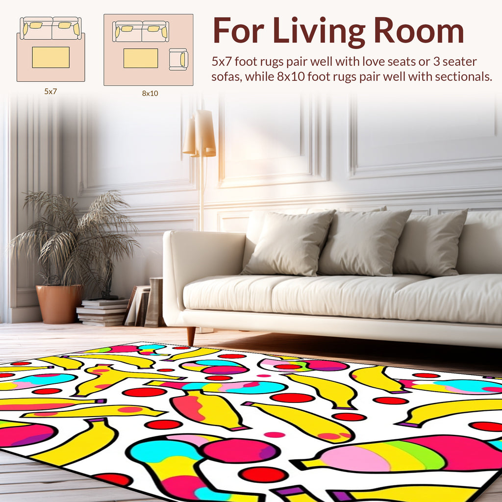 Pop Art Bananas Red Dots Design Rug