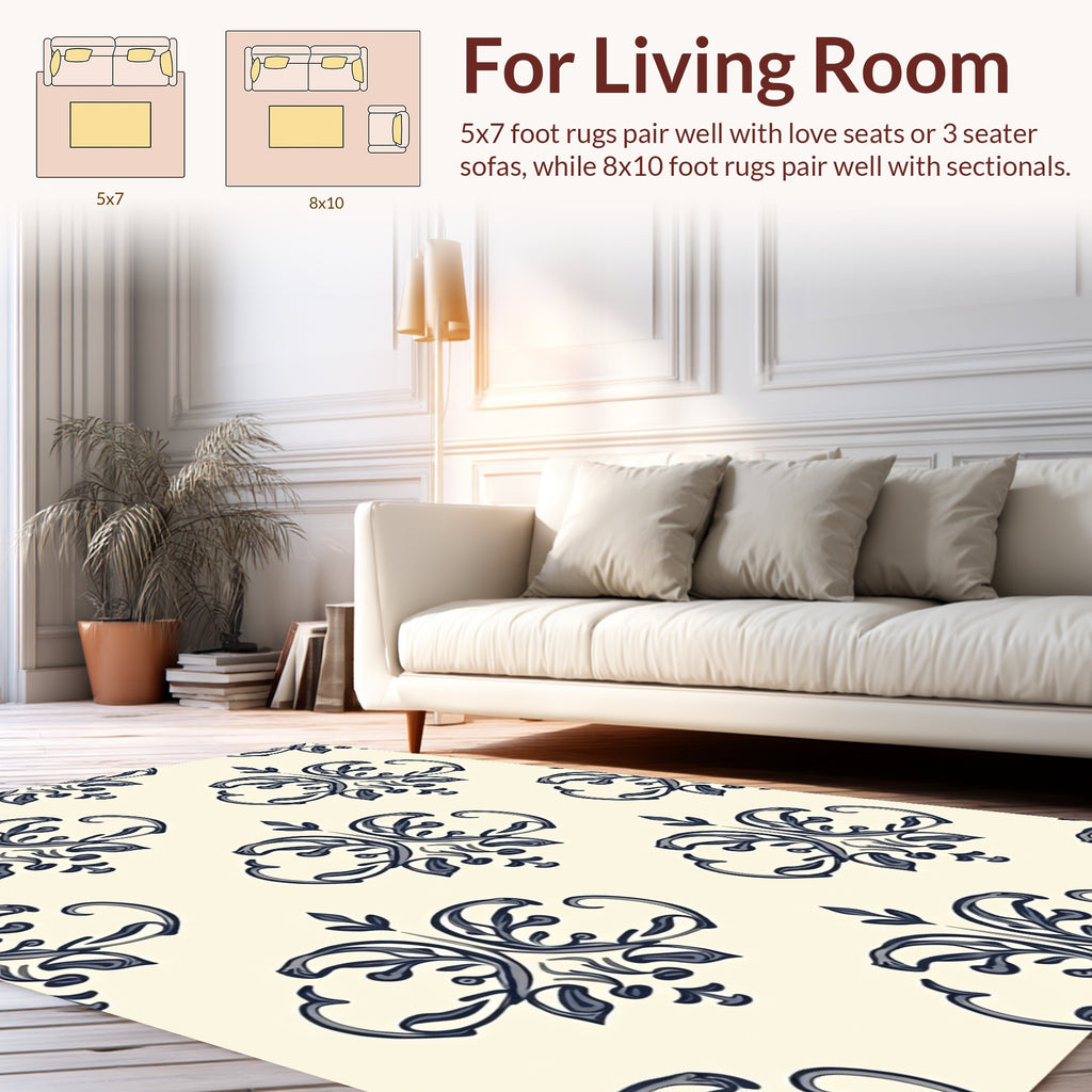 Classic Floral Damask Pattern Rug