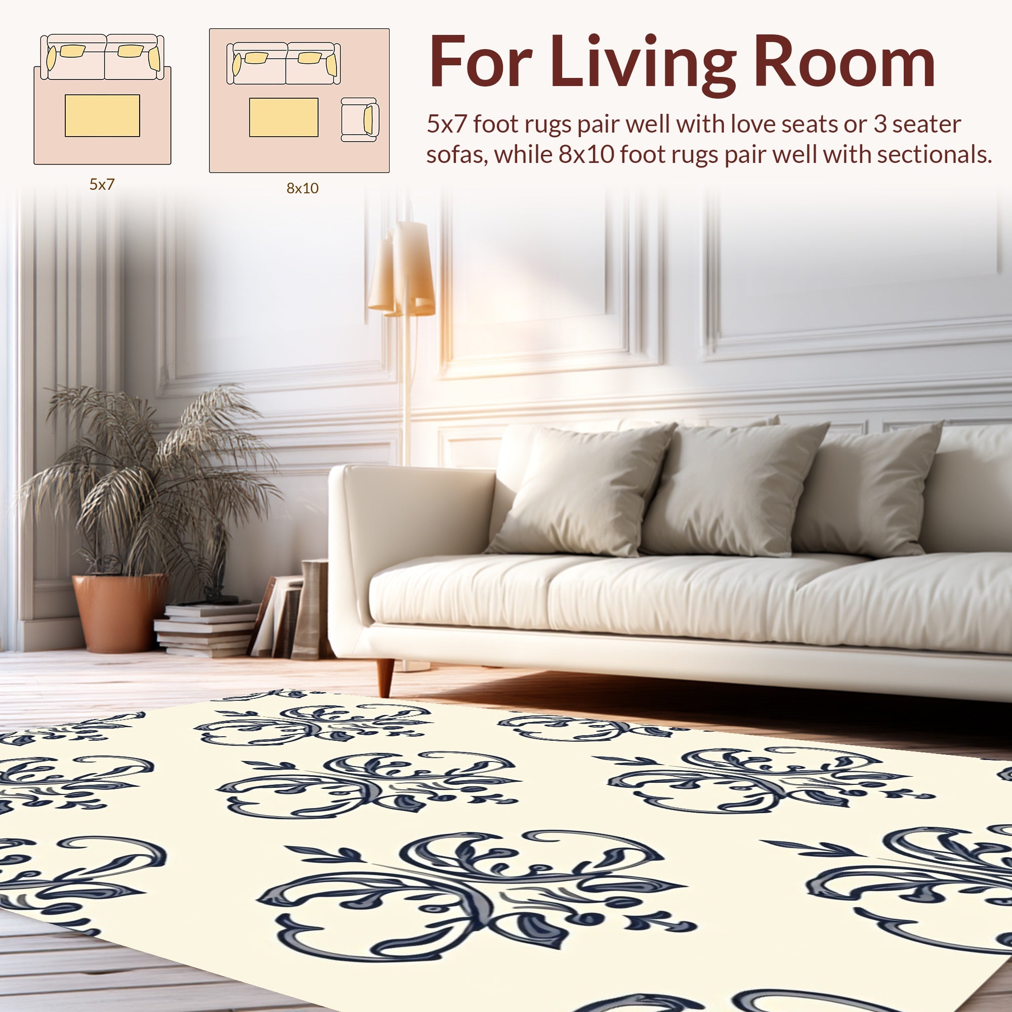 Classic Floral Damask Pattern Rug