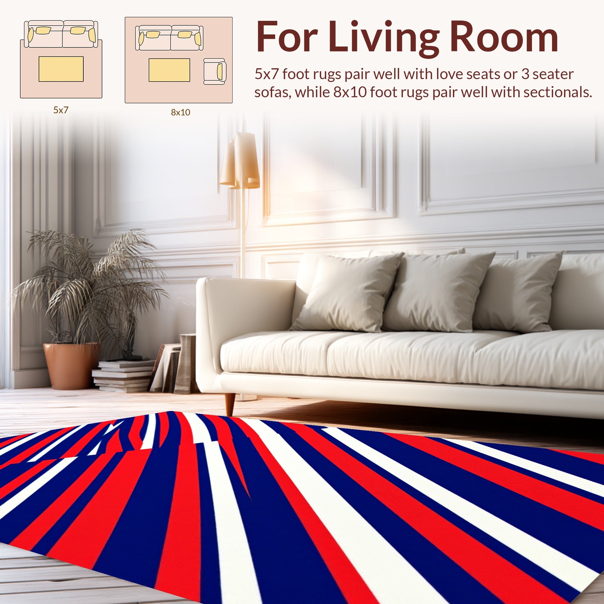 Red White Blue Stripe Pattern Rug