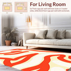 Bold Orange White Abstract Swirls Rug