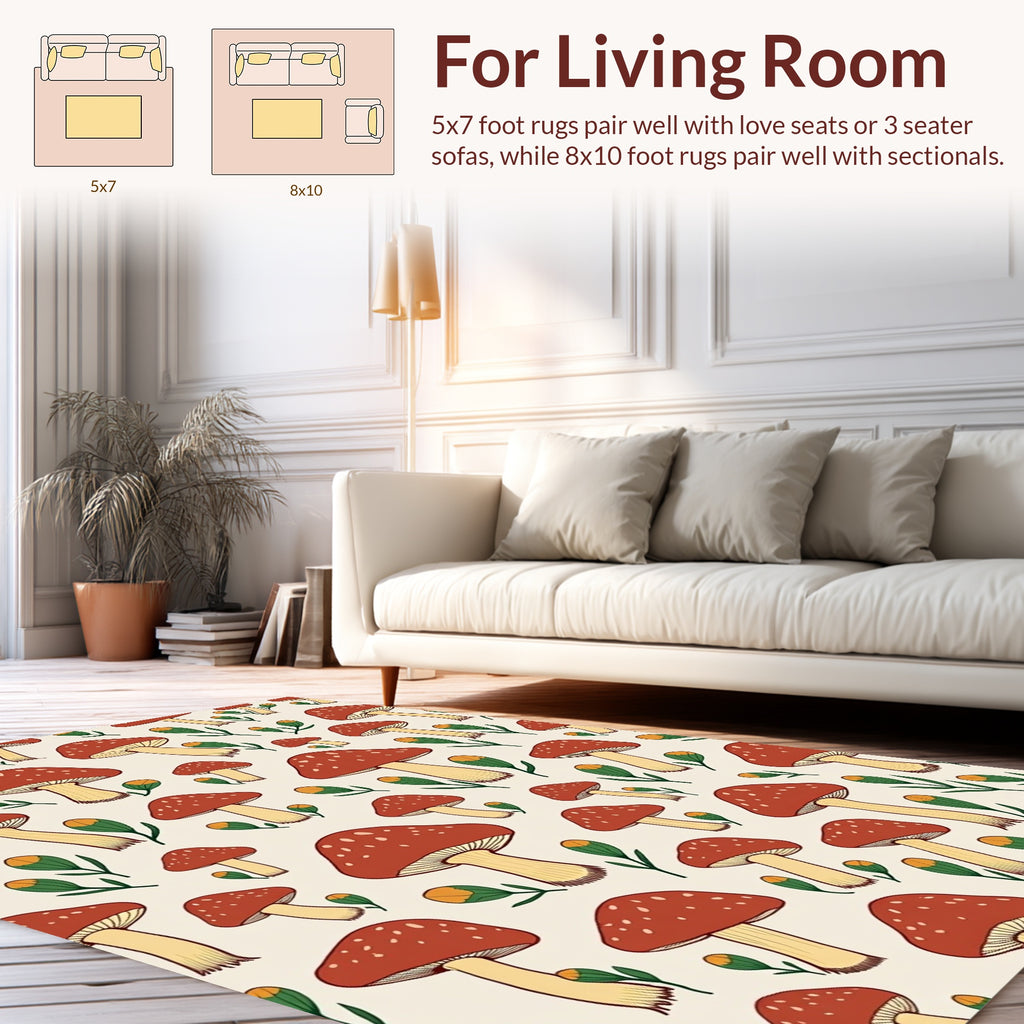 Whimsical Mushroom Bud Pattern Rug