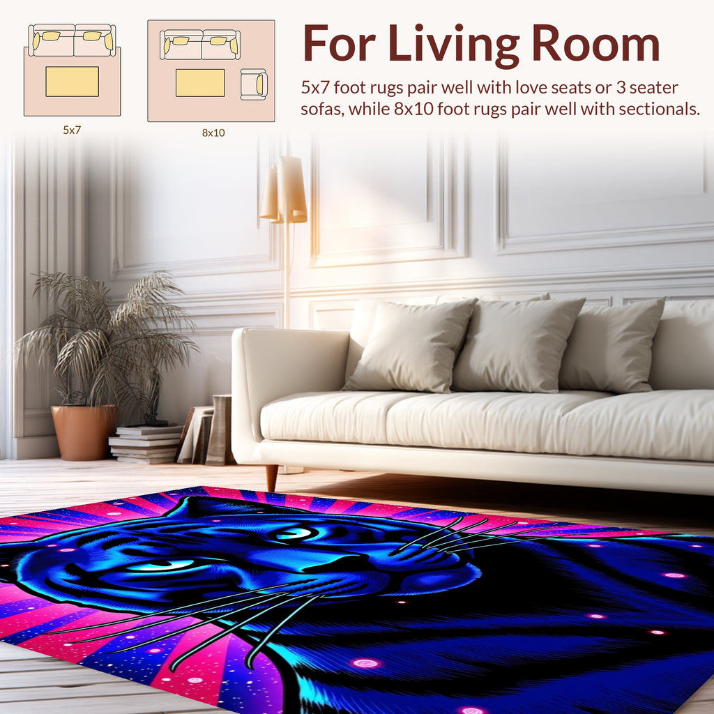 Vibrant Blue Neon Cat Rays Rug