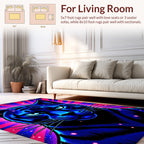 Vibrant Blue Neon Cat Rays Rug