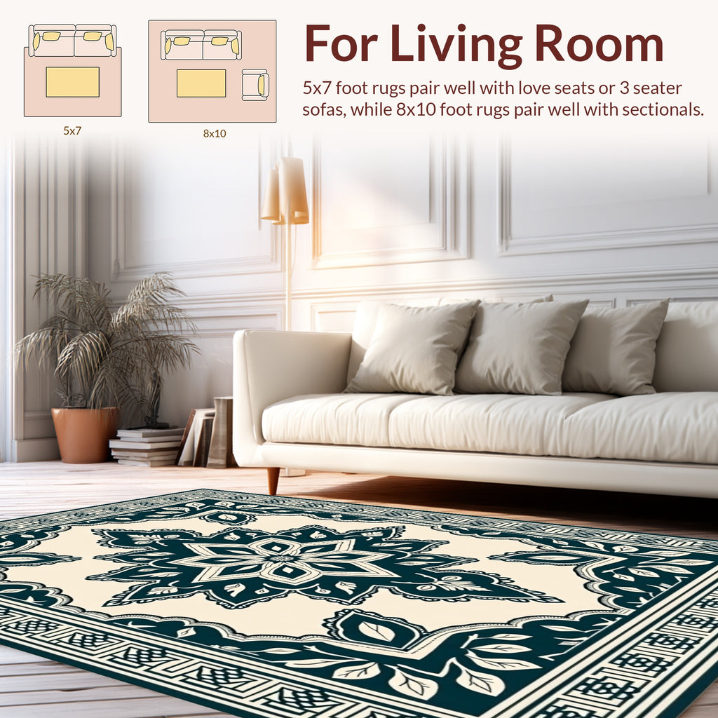 Ornate Floral Mandalas Graphic Design Rug