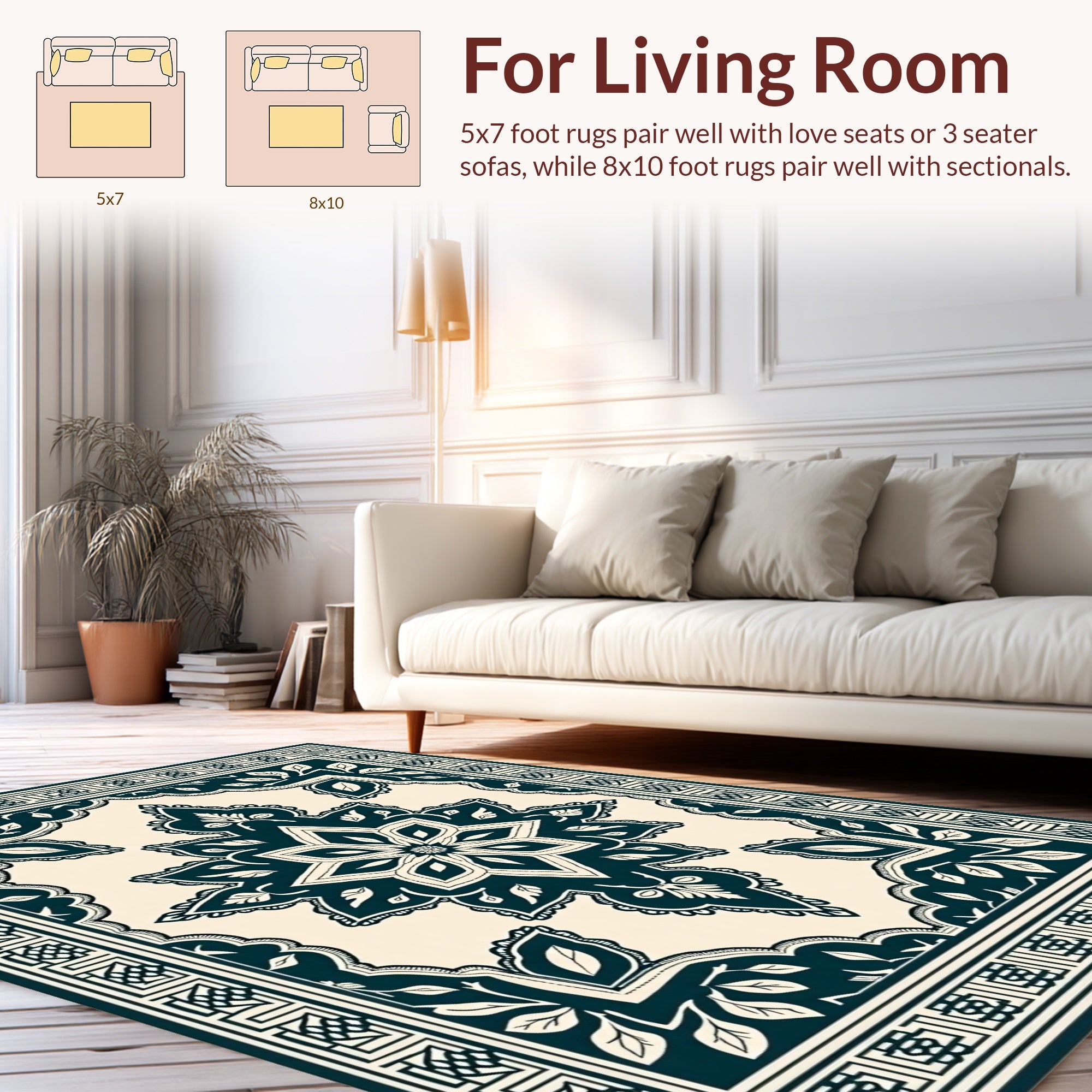Ornate Floral Mandalas Graphic Design Rug