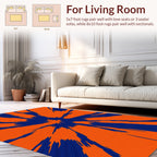 Starburst Orange Blue Abstract Pattern Rug