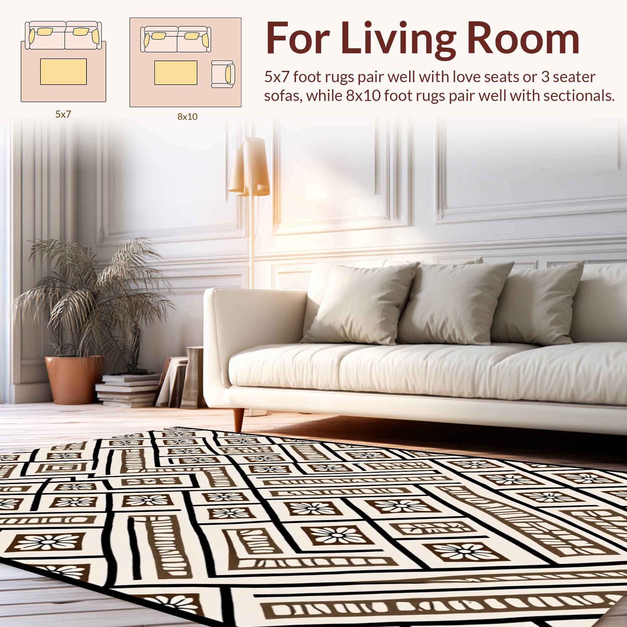 Geometric Floral Diamond Pattern Rug