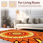 Warm Orange Sunburst Mandala Design Rug