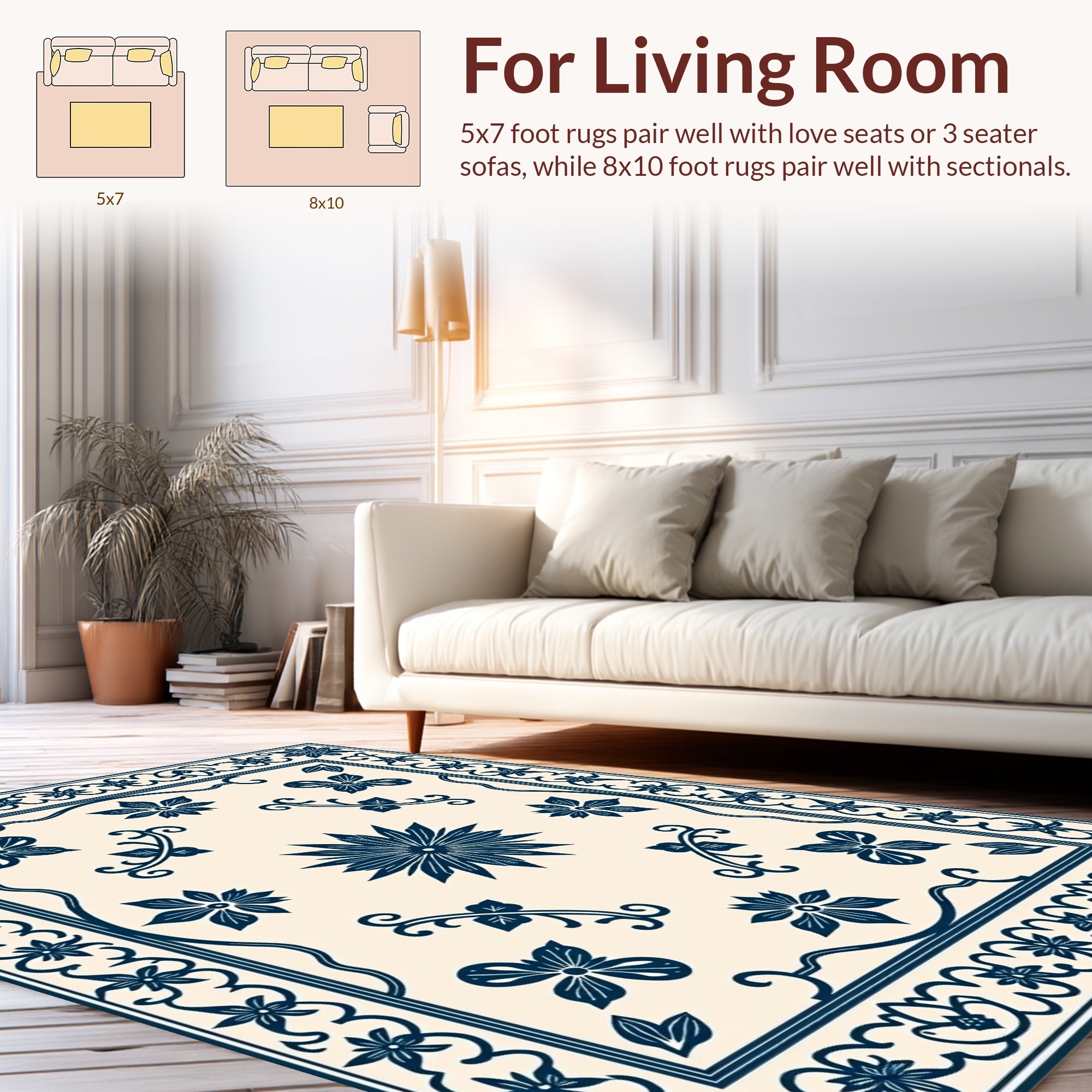 Classic Floral Border With Centerpiece Rug