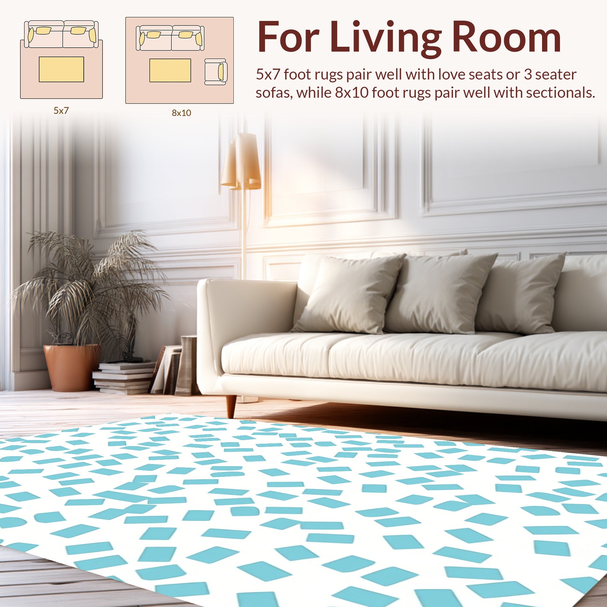 Abstract Light Blue Confetti Pattern Rug