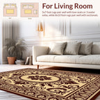 Ornate Brown Floral Medallion Pattern Rug