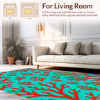 Red Coral Branches Pattern Rug