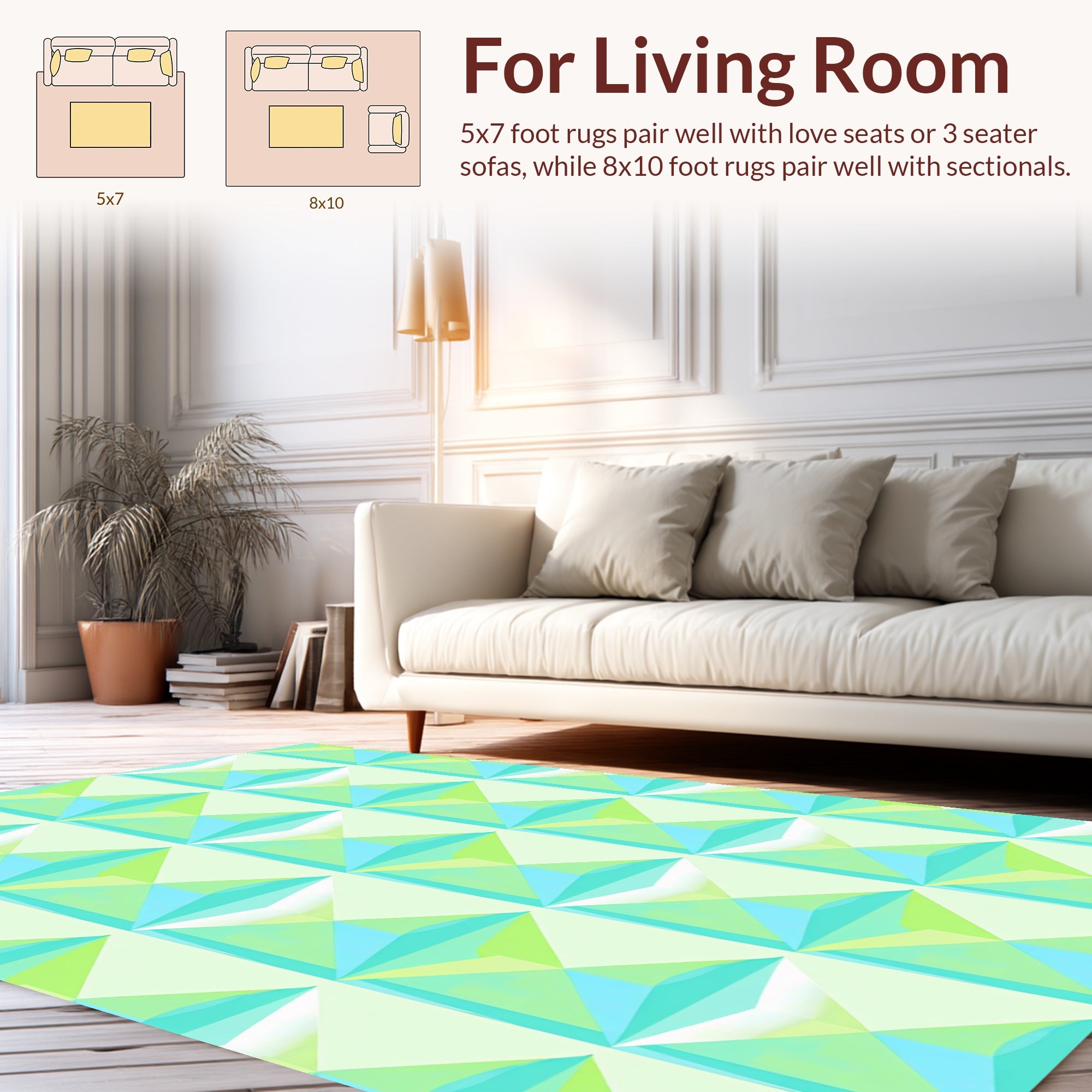Cool Tone Geometric Prism Rug