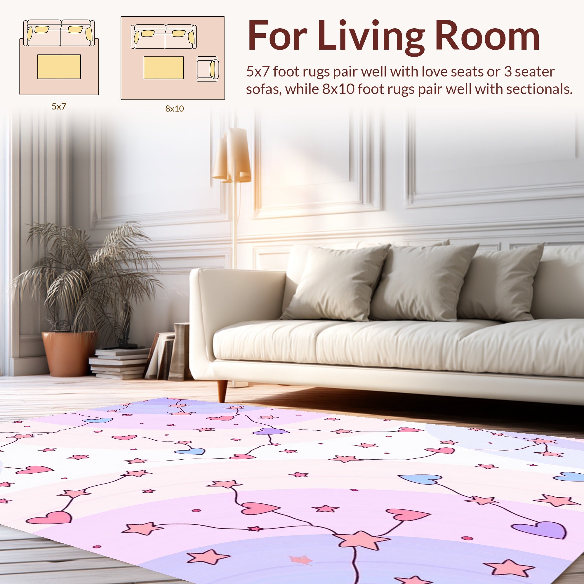 Sweet Heart Star Constellation Design Rug