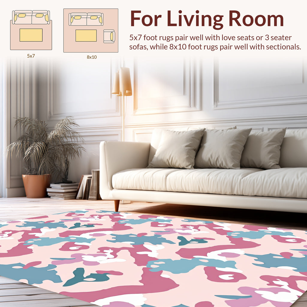 Pink Camouflage Pattern Rug