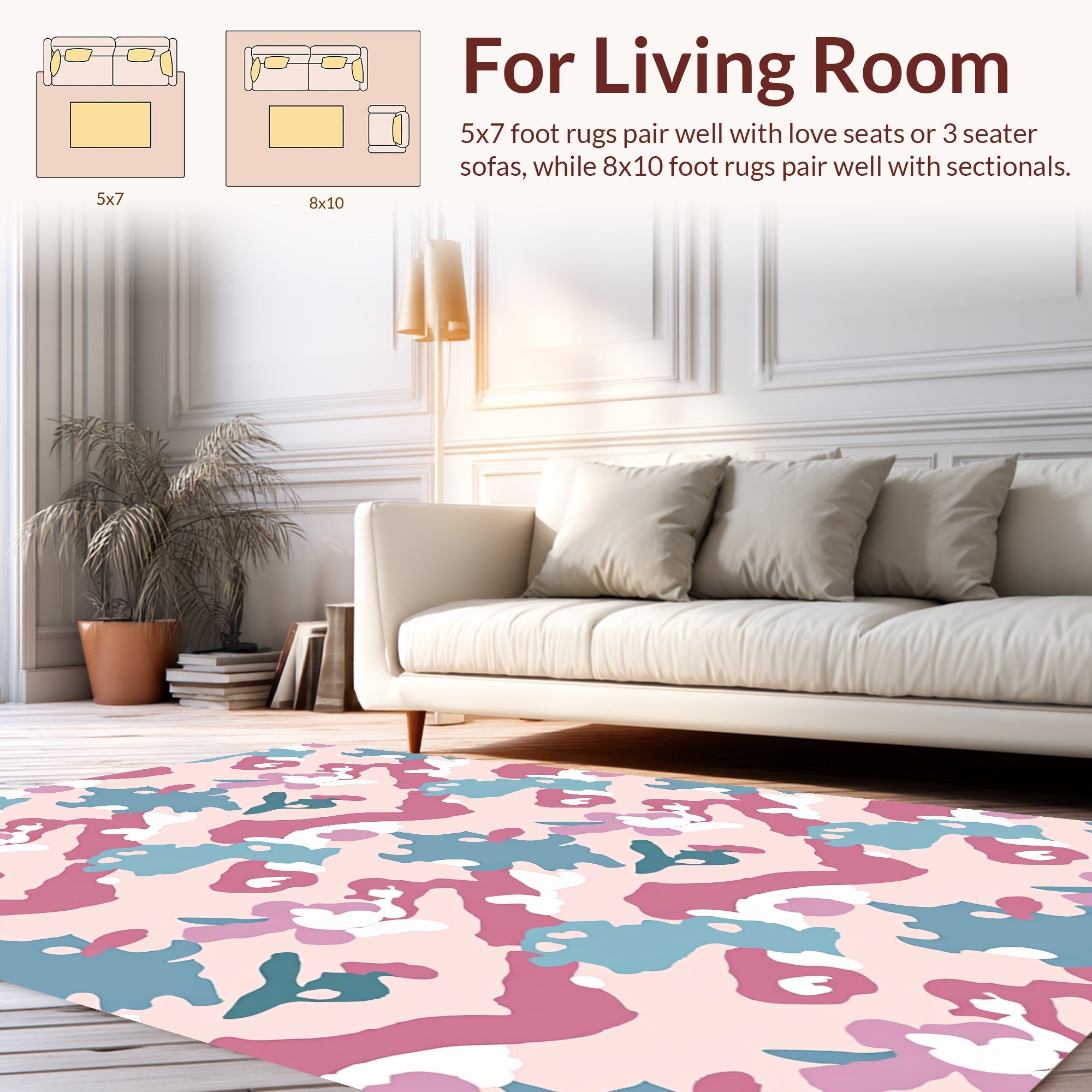 Pink Camouflage Pattern Rug