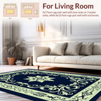 Elegant Floral Bordered Cream Design Rug