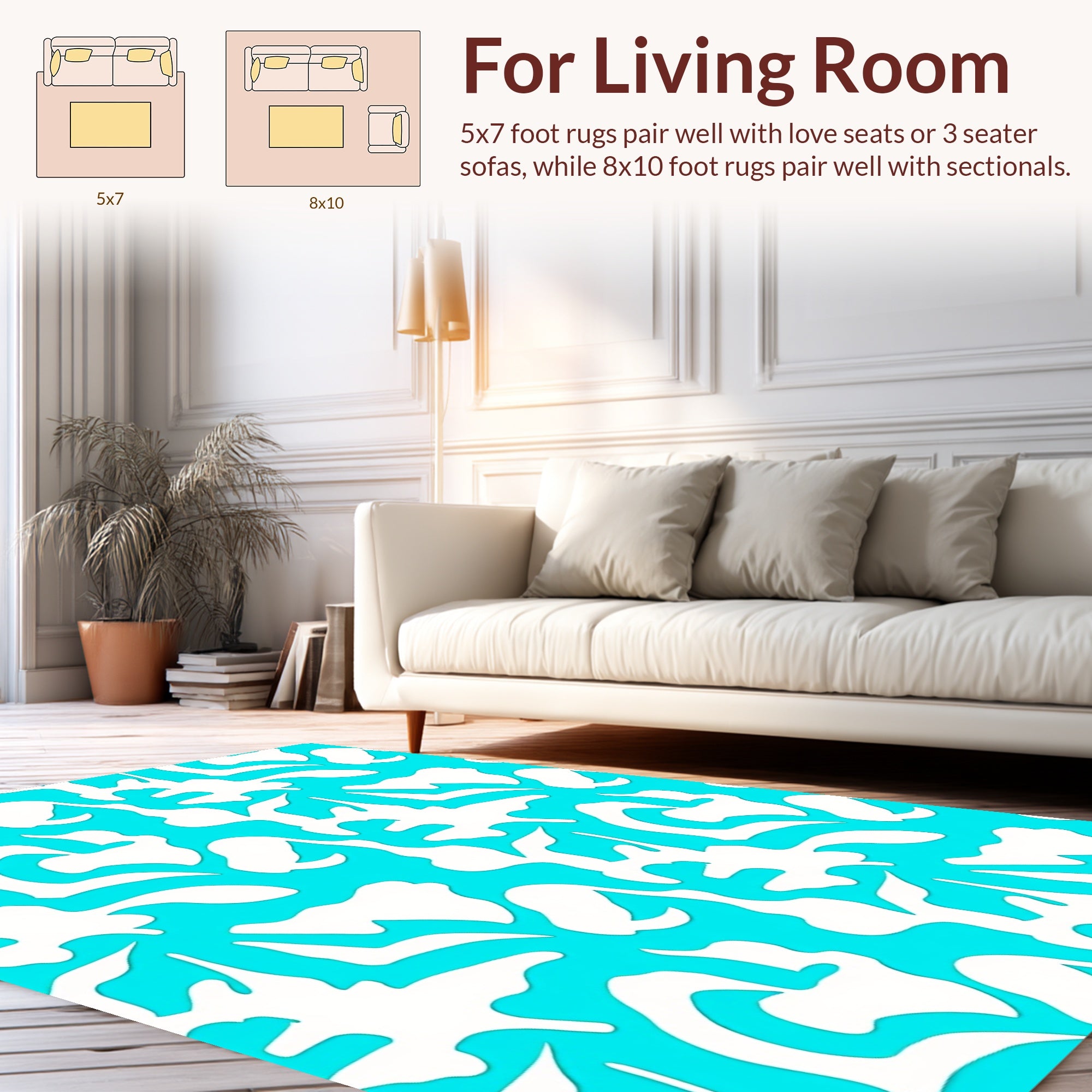 Organic Abstract White Shapes Rug